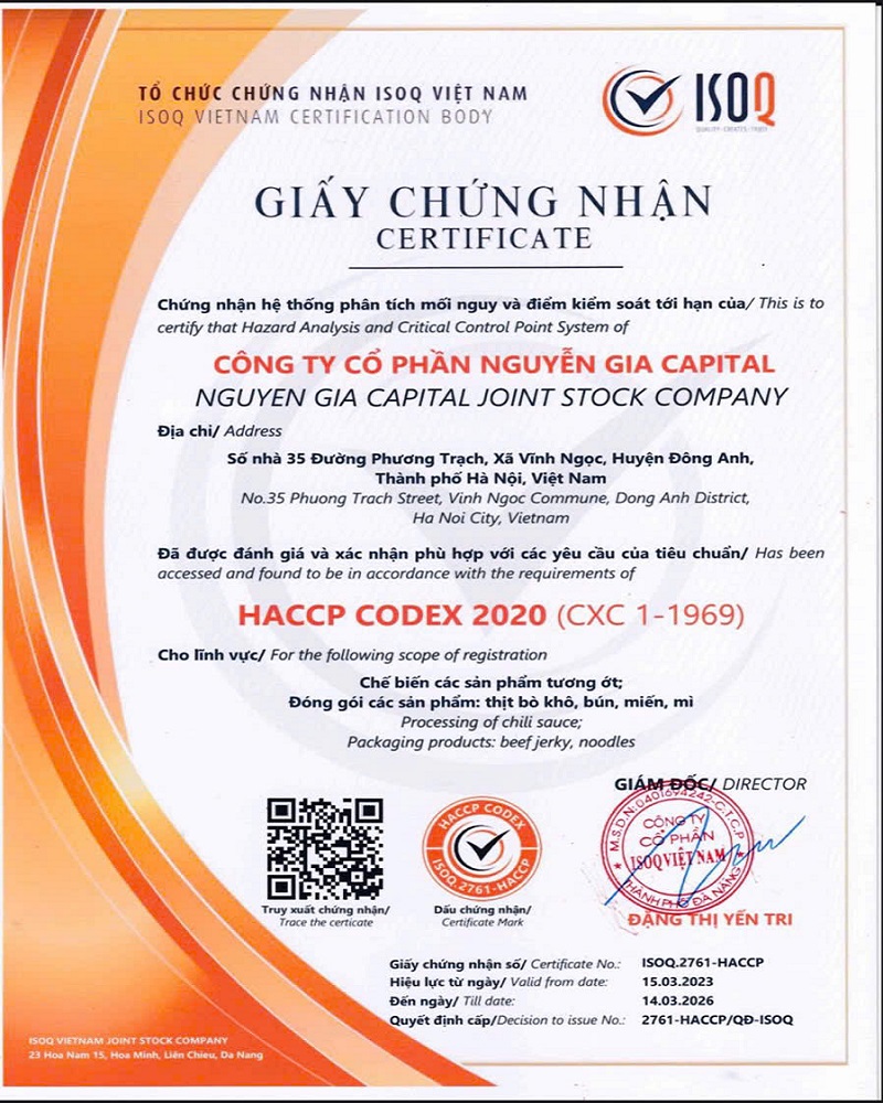 Giấy chứng nhận Nguyễn Gia