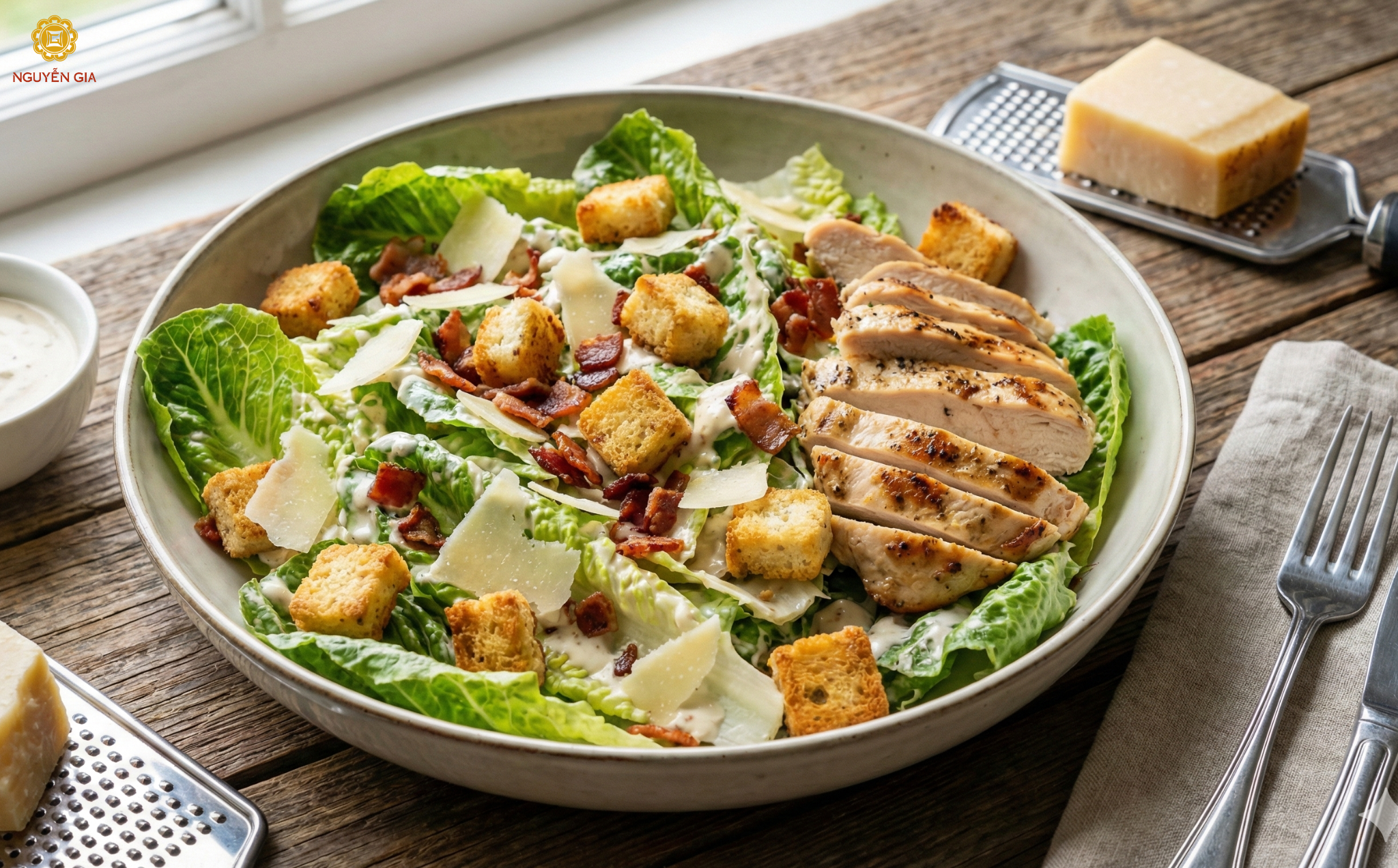 Món salad có hương vị béo ngậy, hơi mặn và cay từ anchovy