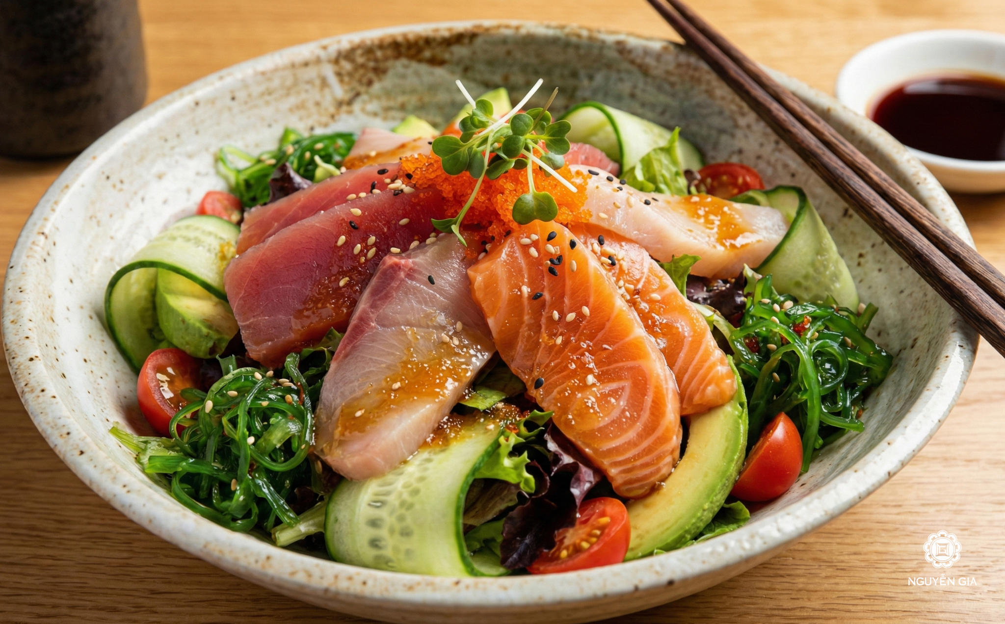 Salad Sashimi là một món salad đặc biệt, kết hợp sashimi tươi ngon với rau củ