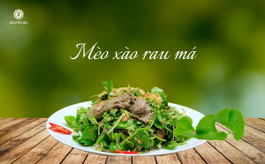 Sự kết hợp giữa thịt mèo tươi ngon và rau má tươi mát tạo nên một món ăn không chỉ lạ miệng mà còn đầy đủ dưỡng chất