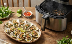 Hàu nướng mỡ hành bằng nồi chiên không dầu đang trở thành xu hướng ẩm thực