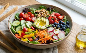 Salad rau củ quả tươi là món ăn dễ chế biến, giàu dinh dưỡng