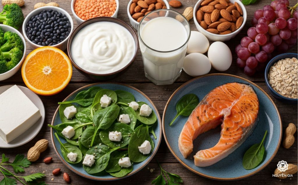 Dinh dưỡng đóng vai trò cung cấp nguyên liệu để xây dựng cấu trúc xương