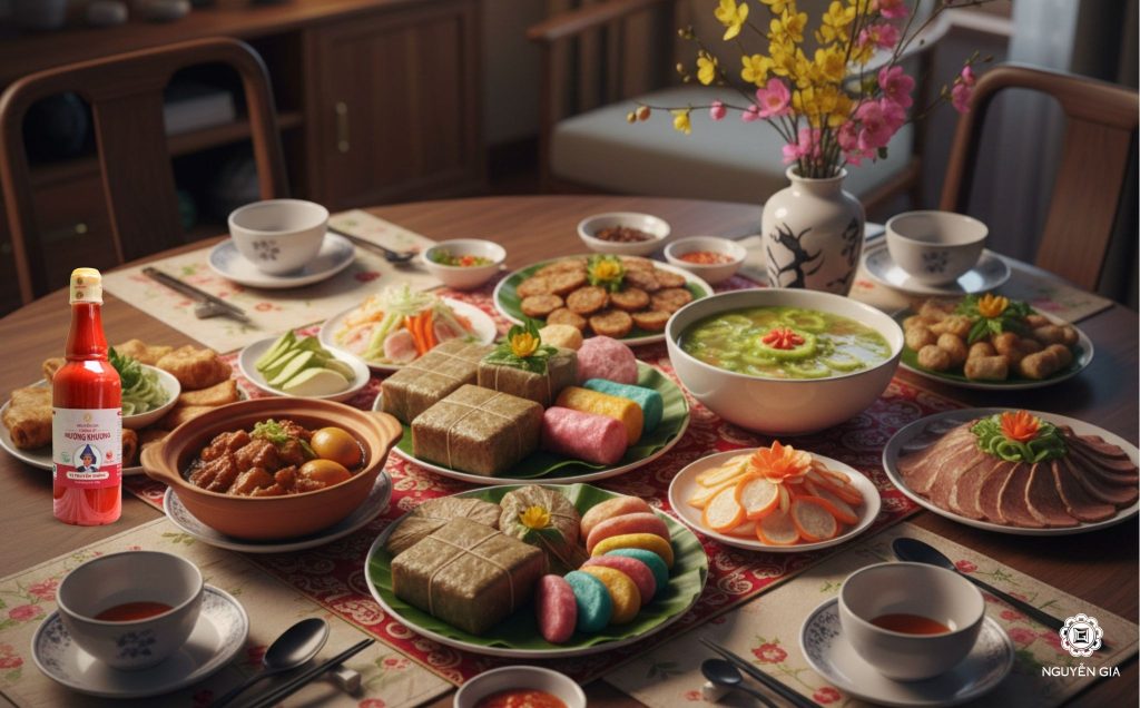 Mâm cỗ ngày Tết với những món ăn mang tính biểu tượng cho sự may mắn và hy vọng về tương lai tươi sáng