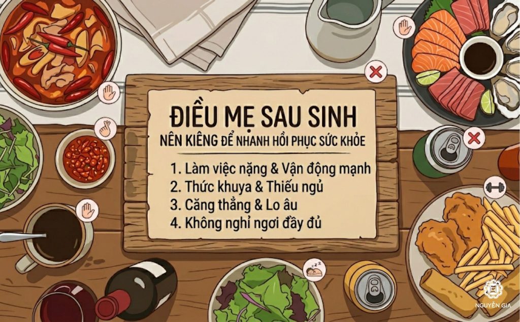 Bà bầu sau sinh cần kiêng những gì trong lối sống để giúp tránh được các cơn đau nhức mạn tính và tình trạng suy nhược sau này