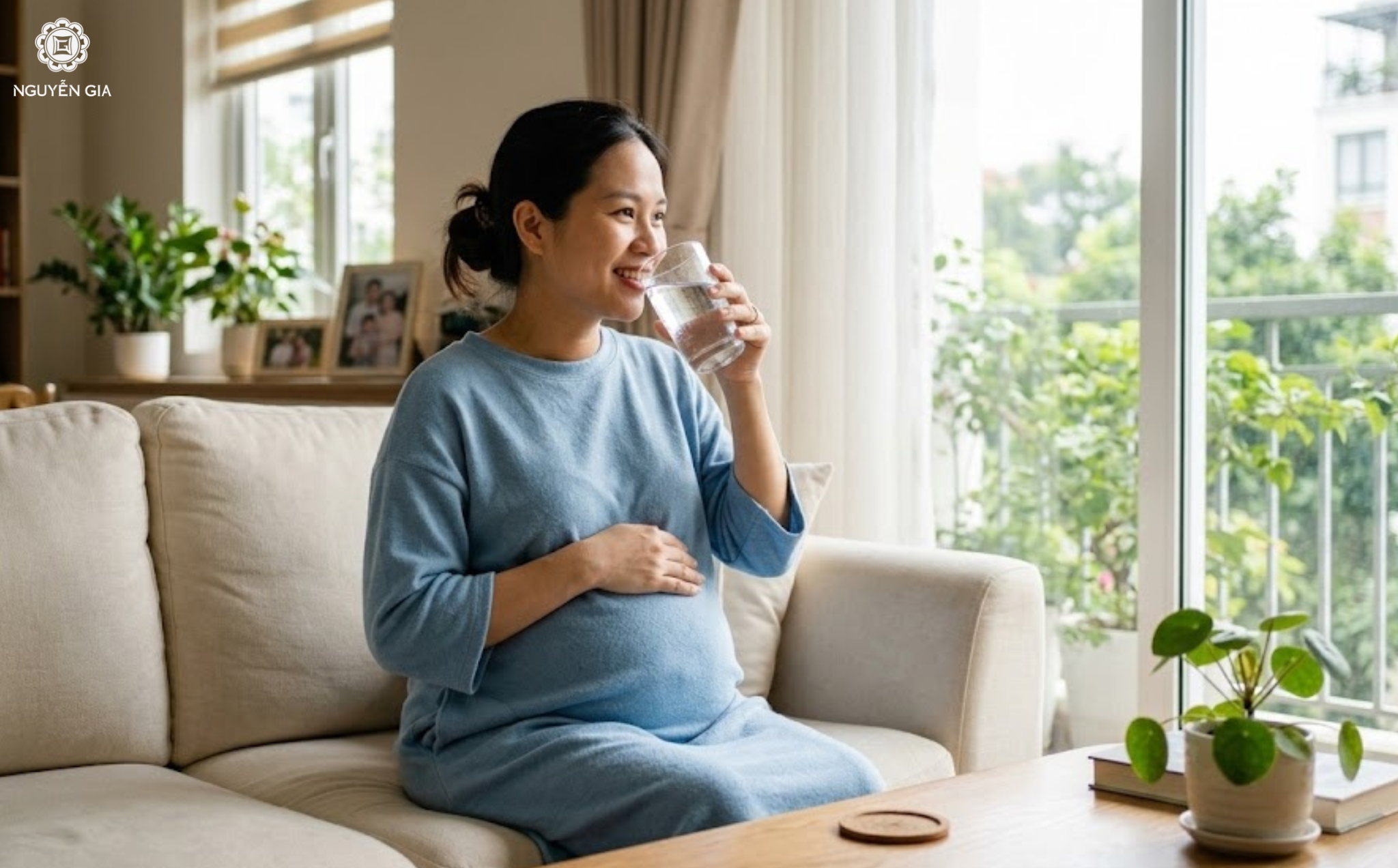 Để chất xơ phát huy tối đa khả năng nhuận tràng, mẹ cần uống đủ ít nhất 2 - 2.5 lít nước mỗi ngày